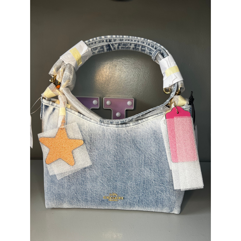 Coach Laurel Shoulder Bag In Loved Denim With Charms